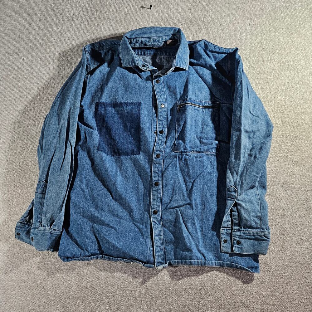 Hudson’s The Mens Store Denim Jacket Mens L Blue Distressed Trucker